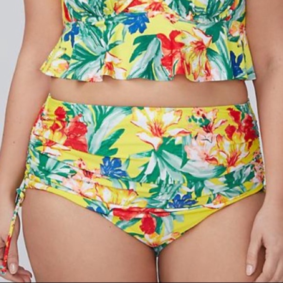 Cacique Other - Swim by cacique yellow floral high waisted bottoms
